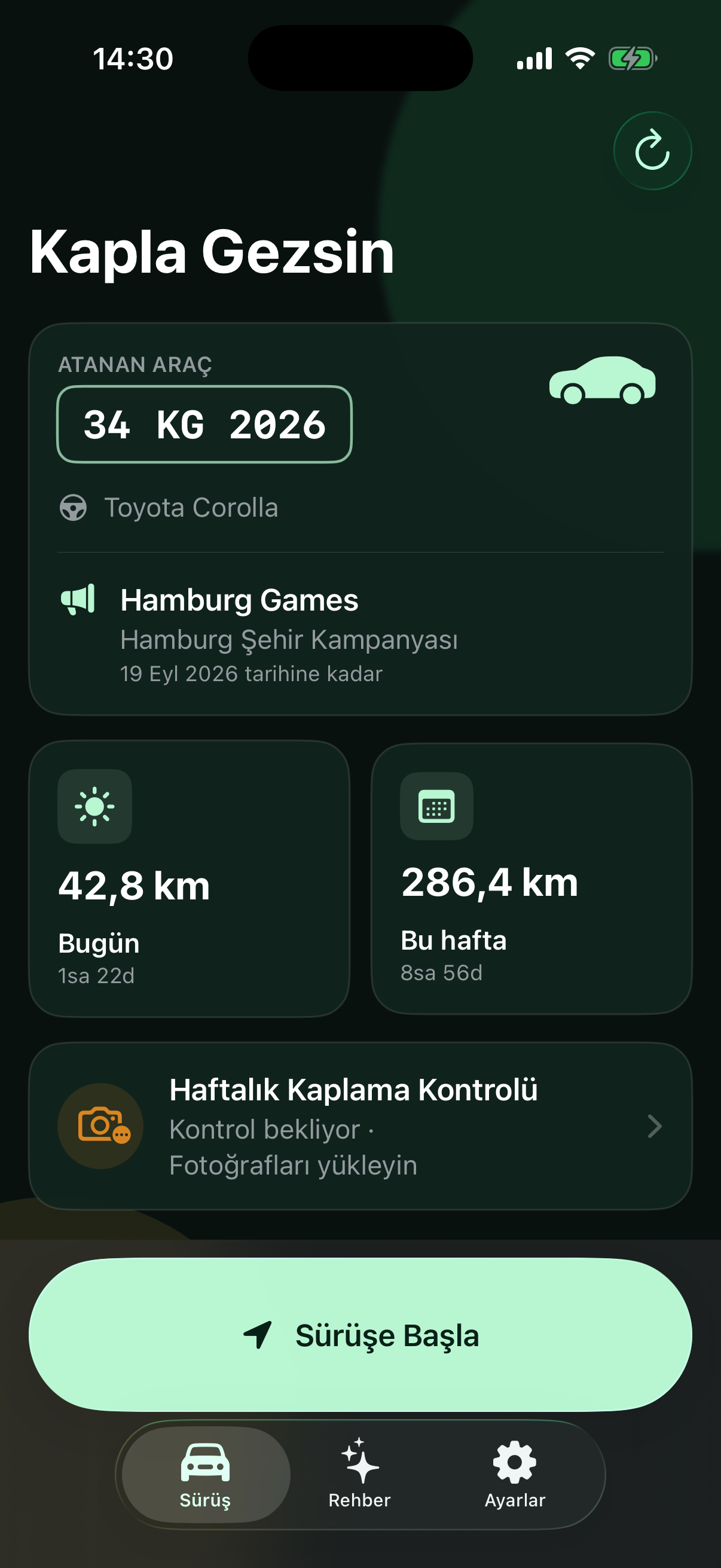 Kapla Gezsin sürücü paneli